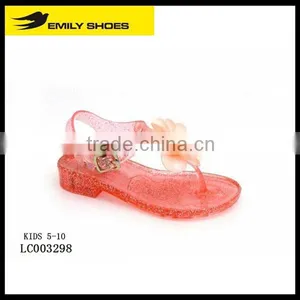Kid's Coral Jelly Sandal With Flower thumbnail-1
