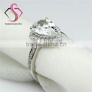 Pear Cut Moissanite Solitaire 2 Carat Water Drop 10*7mm Center 14k White Gold Wedding Engagement Ring thumbnail-3
