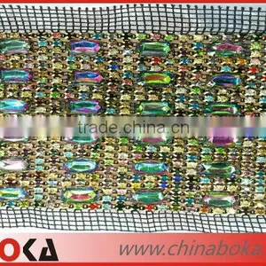 Latest Design Handmade Rhinestones Mesh Lace Trim for Dress thumbnail-1