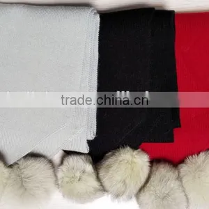 2016 Winter Newest High Quality Knitted 100% Real Racoon Fur Pompom Hat and Scarf Set thumbnail-6