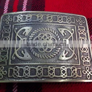 Scottish Celtic Design Kilt Belt Buckle In Antique Made Of Brass Material thumbnail-1