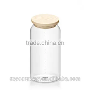 Factory Supply Airtight Style Daily Necessities Glass Storage Jar With Bamboo Lid thumbnail-1