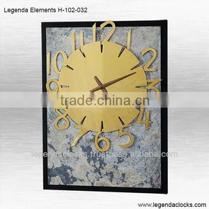 Unique Clock, Decorative Clock, Gold Plated Steel Numbers With Stone Veneer, Handmade Latest Wall Clock thumbnail-1