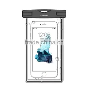 USAMS High Quality TPU Glitter Waterproof Bag For Mobile Phone Below 5.5 Inch 20M IPX8 Waterproof Bag With Armlet and Strap thumbnail-2