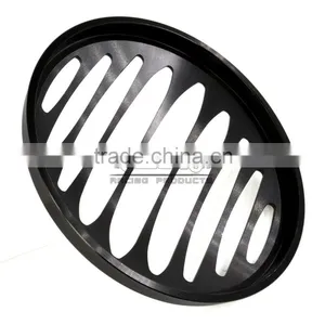 BJ-HGC-002 CNC Aluminum 7" Black Motorcycle Headlight Grill Cover For Harley thumbnail-5