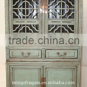 Chinese Antique Gray Blue Cupboard With Two Door Two Drawer 98*50*206cm thumbnail-1