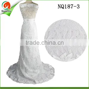 Guangzhou Lace African White French Lace Fabric With Stone NQ198-1 thumbnail-1