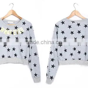 Newest Lady Letter And Star Printing Long Sleeved Top for Girls thumbnail-5
