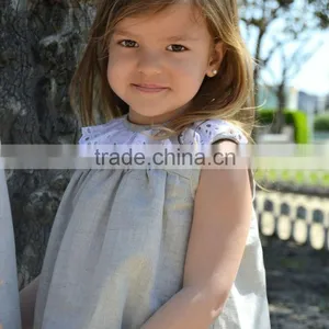 Linen Dress, Kids Linen Dress, 100%cotton Dress,white Linen Dress,white Linen Wedding Dress for Kids thumbnail-4