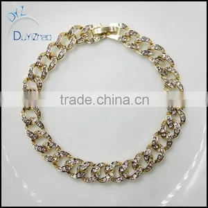 Hot Sale Pave cz Hip Hop Cuban Gold Chain Bracelets thumbnail-1