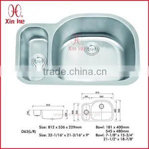 SUS304 Stainless Steel Double Bowl Kitchen Sink thumbnail-1