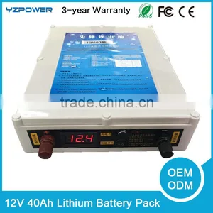 Waterproof Lithium 12V 40AH 60ah Li-ion Battery Recharge Storage Lipo Li Ion Battery Pack for Auto Car E-bike DeepCycle thumbnail-1