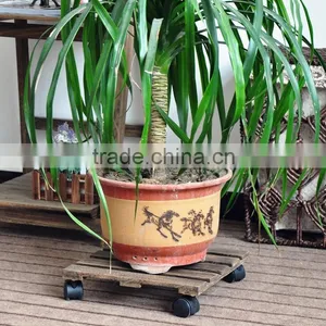 Portable Wood Plant Pot Tray With Wheet thumbnail-1