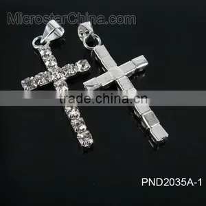 Fashion Black Color Copper Clear Rhinestone Cross Pendant Necklace Estate Jewel thumbnail-6
