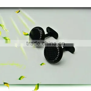 Fashion Round Stainless Steel Carbon Fiber Cufflinks thumbnail-1