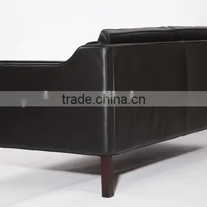 Black Modern Luxury Borge Mogensen Solid Wood Frame Sofa 2 Seater thumbnail-5