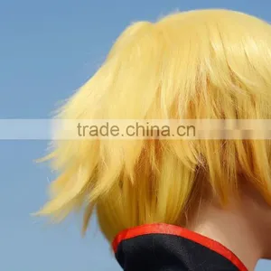 Facotry Whosale Synthetic Fiber Yellow Bob Cosplay Wig thumbnail-5