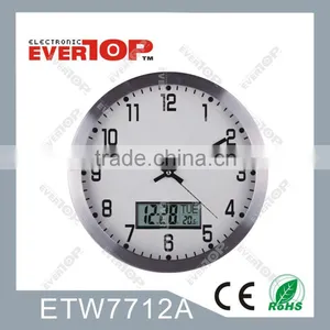 2016 QUARTZ WALL CLOCK WITH INDOOR THERMO ETW7712A thumbnail-1