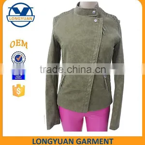 Slim Type New Design Fashion Material Customized pu Leather Jacket for Woman thumbnail-1