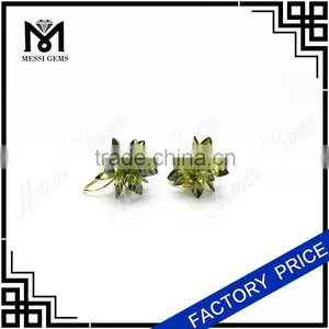 Peridot Color Cubic Zirconia Earring Cluster Flower Earring for Korean Buyers thumbnail-2