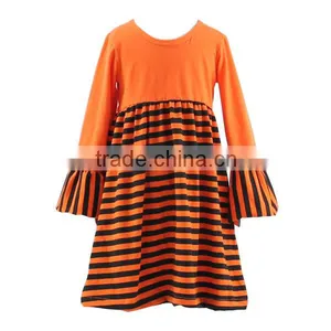 New Arrival! Soft High Quality Halloween Stripe Orange Baby Girls Dresses Dress Fashion Girl thumbnail-1
