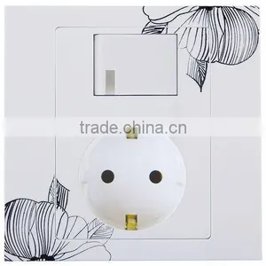 Euro Socket With Switch Flower Wall Switch thumbnail-1