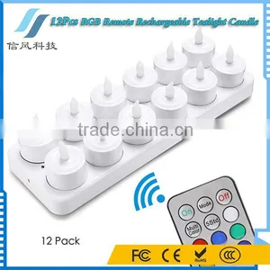 12Pcs/Set RGB Remote Controller Rechargeable LED Tealight Candles for Wedding Birthday Party thumbnail-4