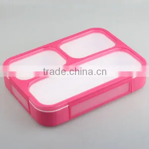 Leakproof Kids Children's Plastic Lunch Box 3 Compartment China Factory thumbnail-1