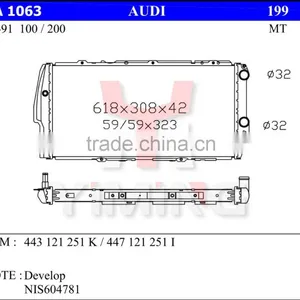 High Quality Radiator for 86-91 AUDI 100/200 (OE:443 121 251 K/447 121 251 I) thumbnail-1