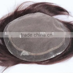 Human Hair Hand Tied Lace Men's Toupee thumbnail-1
