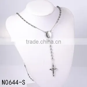 Most Popular New Fashion Jesu Cross Silver Beads Chain Necklace for Christmas Gift thumbnail-1
