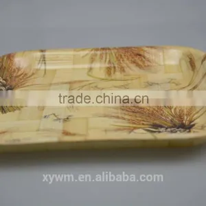 Woven Bamboo Salad Tray and Plate With Patters thumbnail-2