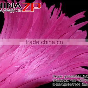 Top Supplier ZPDECOR Wholesale 35-40cm Length Good Quality Hot Pink Fully Dyed Rooster Chicken Feathers thumbnail-4