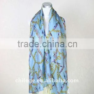 Fashion 100%Wool Chain Printed Scarfs thumbnail-1