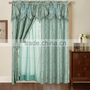 2 Layers Bedroom Curtain Fringe Jacquard Curtain In Luxury Valance With Back thumbnail-2