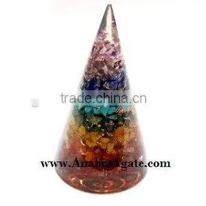 Chakra Orgone Cone:Wholesale Healing Orgone : Chakra Layered Orgone Cone thumbnail-6