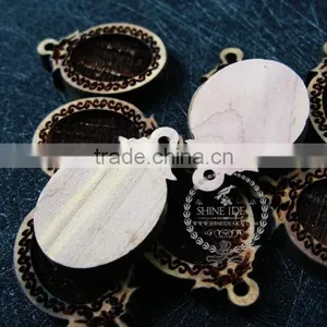 18*13mm Setting Size Vintage Style Natual Log Wood Bezel Carving Flower Oval Pendant Setting DIY Findings Supplies 1421081 thumbnail-4