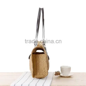 New Arrival Straw Bags Solid Women Sand Sea Shoulder Bags Leather Tote High Quality Bagbeach Bag Large Big Women Handbags thumbnail-5