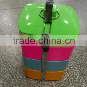 Hot Sale Round Shape 4 Sections Colorful Rice Bowl, Unbreakable Solid Color Plastic Lunch Box thumbnail-3