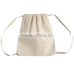 Wholesale Promotional Blank Canvas Two Tone Drawstring Sport Bag Backpack thumbnail-5
