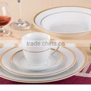 Royal Design Porcelain 45pcs Dinner Set Gold Rim Dinnerware, Plate and Bowl thumbnail-1