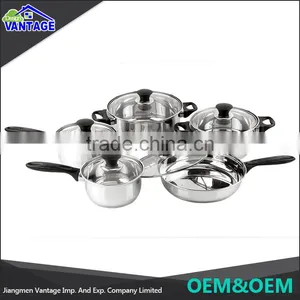 Multi-purpose 10pcs Cookware Sets Stainless Steel Cooking Pot With Glass Lid thumbnail-1