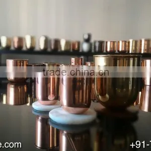 High Quality Indian Factory Made Copper Candle Jars With Marble Lid thumbnail-1