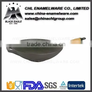High Quality Smokeless Cast Iron Enamel Coating Wok thumbnail-1