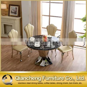 European Style 6 Seaters Stainless Steel Round Dining Table thumbnail-5