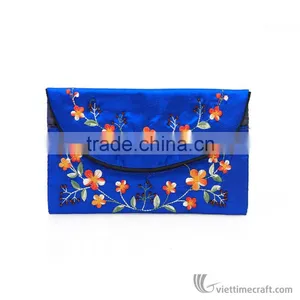 Hand Embroidered Wallet With Handle, 100% Made From Natural Silk thumbnail-3