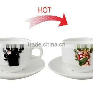 Custom Printed Color Changing Ceramic Tea Cup Saucer thumbnail-1