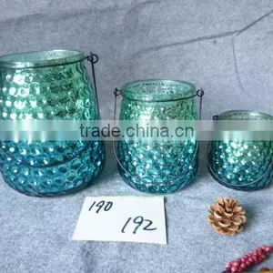 Decorative Hanging Blue Mercury Glass Candle Holder thumbnail-1