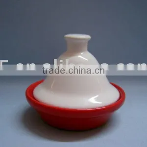 Mini Tagine,4 Inch,White & Red thumbnail-1