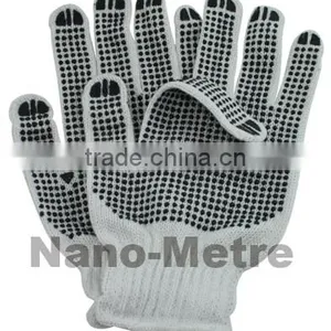 NMSAFETY 10 Gauge Two Sides PVC Dots Bleached White Cotton 750g per Dozen Working Gloves for Driving and Farming thumbnail-1